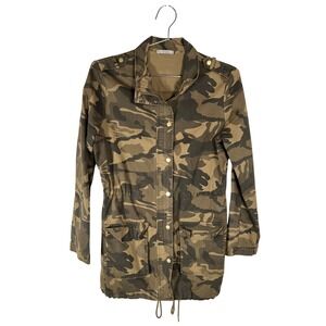 Dex Camo Utility Jacket Green Brown Camouflage Field Coat Cotton Small S/P